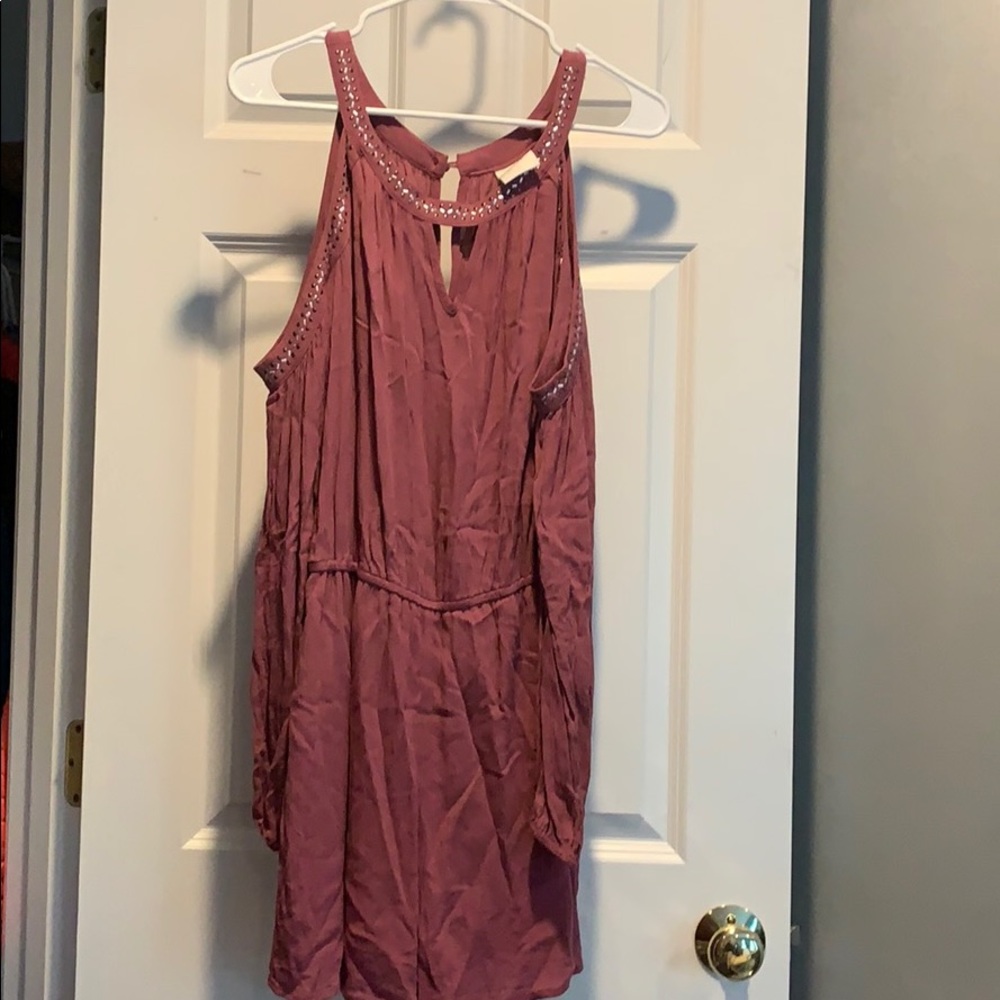 Purple cold shoulder romper